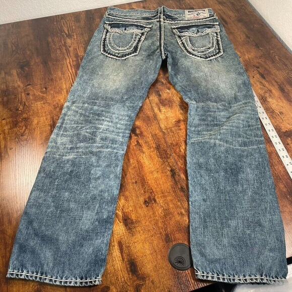 True Religion Jeans Mens 36X32 RARE Straight Flaps Nat Mega T Distress‎ - Picture 2 of 6